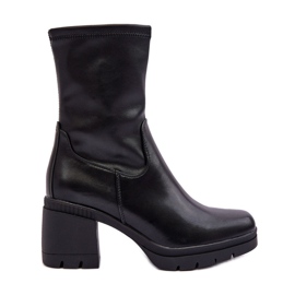 Sergio Leone Botines de piel para mujer con tacones altos enormes, negro Flavie