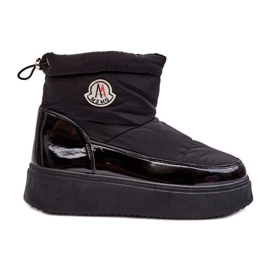 Botas de nieve sin cordones con plataforma para mujer Black Gattea negro