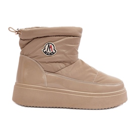 Botas de nieve sin cordones de mujer Gattea beige con plataforma