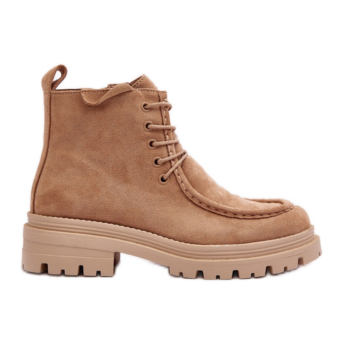 Botines de Mujer con Cremallera, Beige Oscuro Apolosi