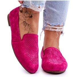 S.Barski Mocasines Cómodos Calados Ante Fucsia rosa