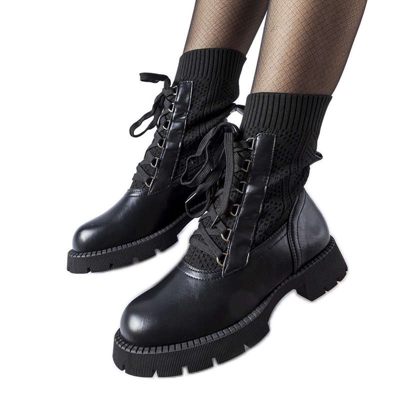 Deportivas caladas negras de Portico negro Deportivas caladas negras de Portico negro