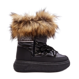 PE1 Botas De Nieve De Mujer Con Pelo Y Plataforma Negro Nabilla