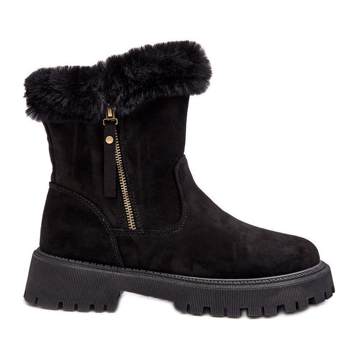 PE1 Botines de mujer de ante con pelo, negro Hasiva