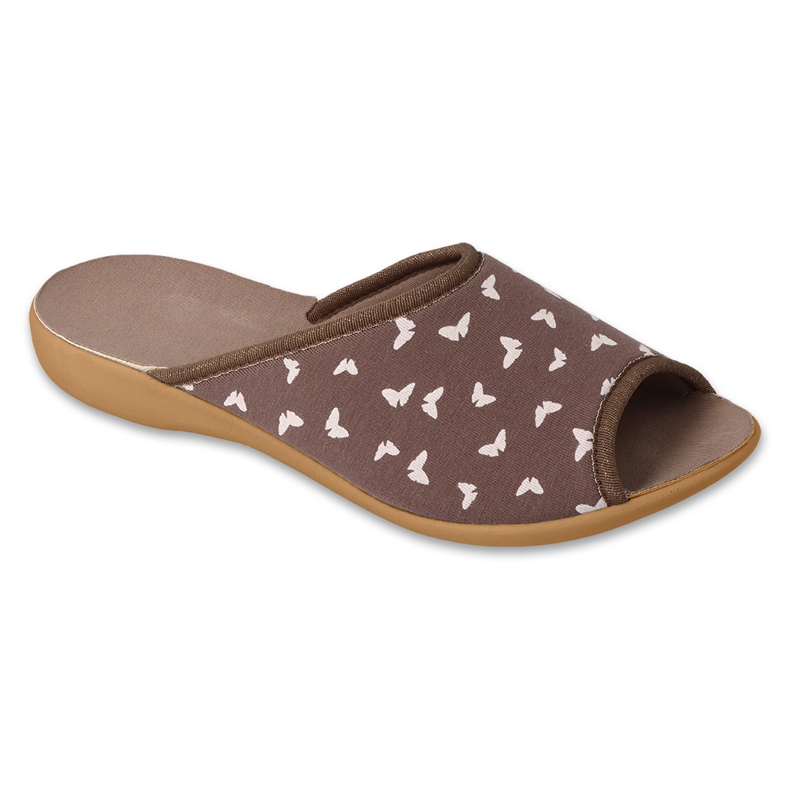 Pantuflas de mujer befado con mariposas, pu 254D152, marrón