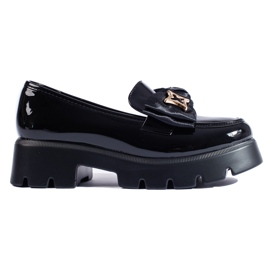 Mocasín charol negro con lazo Shelovet