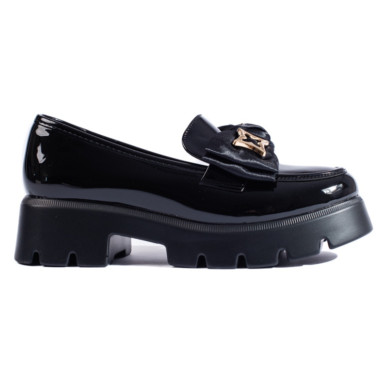Mocasín charol negro con lazo Shelovet