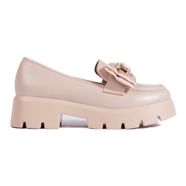 Mocasines Shelovet con perlas y lazo beige