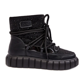 Botas de nieve aislantes decoradas con pedrería GOE MM2N4080 Negro