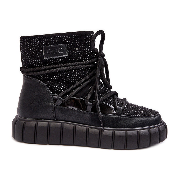Botas de nieve aislantes decoradas con pedrería GOE MM2N4080 Negro