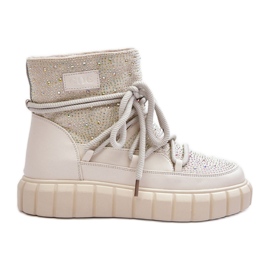 Botas de nieve aislantes decoradas con pedrería GOE MM2N4081 Beige