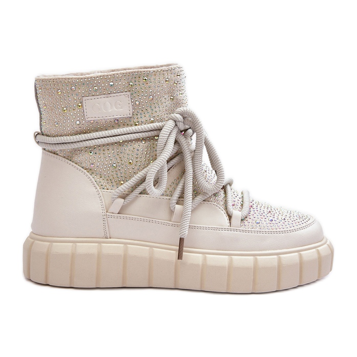 Botas de nieve aislantes decoradas con pedrería GOE MM2N4081 Beige