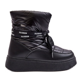 PS1 Botas de nieve para mujer con cordones decorativos Siracna negro
