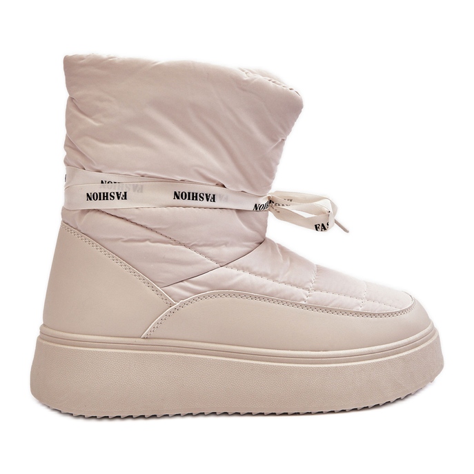 PS1 Botas de nieve para mujer con cordones decorativos, beige claro Siracna PS1 Botas de nieve para mujer con cordones decorativos, beige claro Siracna
