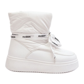 PS1 Botas de nieve para mujer con cordones decorativos, Siracna blanca blanco