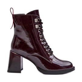 Botines Tacón Charol Burdeos Cordones S.Barski MR870-06 rojo