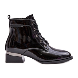 Vinceza Botas aislantes de charol con cremallera, Black Achonia negro
