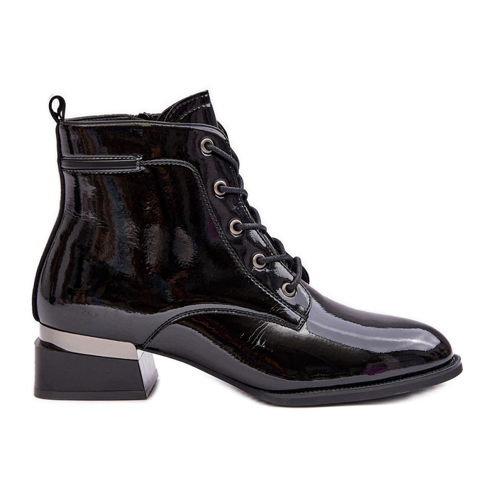 Vinceza Botas aislantes de charol con cremallera, Black Achonia negro