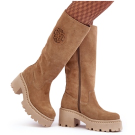 Lewski Shoes Botas por encima de la rodilla Mujer Ante Beige Lewski 3367