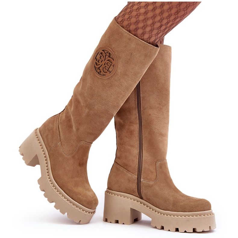 Lewski Shoes Botas por encima de la rodilla Mujer Ante Beige Lewski 3367