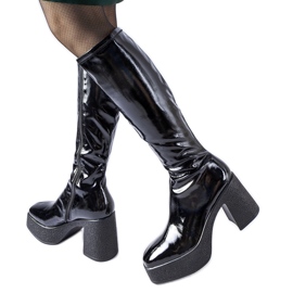 Inna Botas tacón Fecteau charol negro