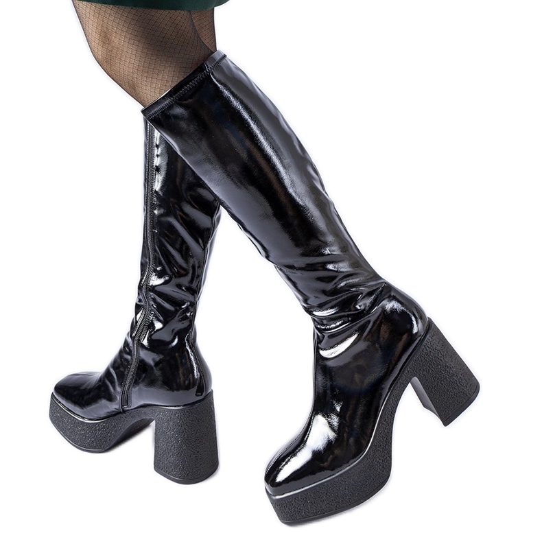 Inna Botas tacón Fecteau charol negro Inna Botas tacón Fecteau charol negro