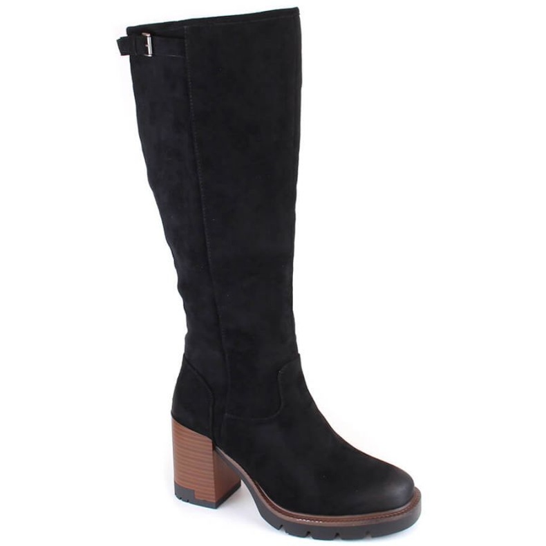 Vinceza W JAN258 Botas de tacón y plataforma de ante, negro