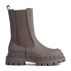 Botas altas verde oscuro mate con elástico Shelovet