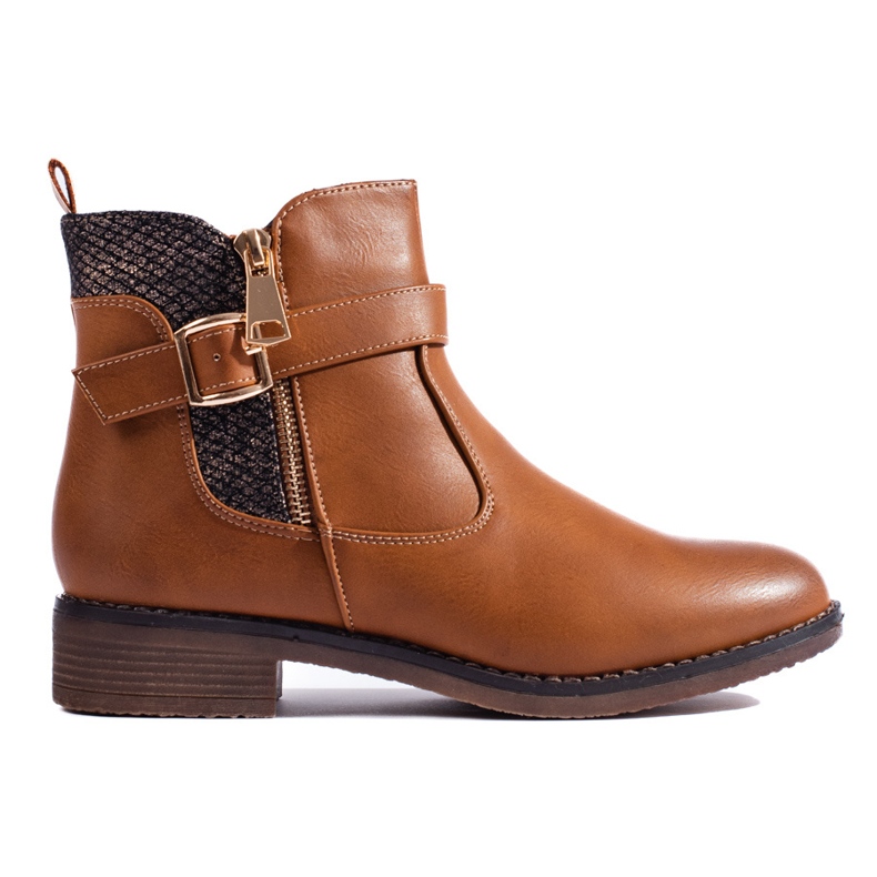 Botas cortas marrones con tacón plano de Shelovet marrón