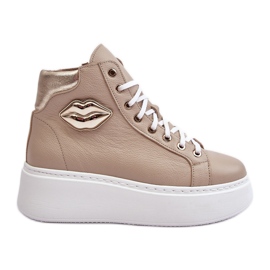 Zapatillas Mujer Cremallera Alta Lemar Beige Katerin