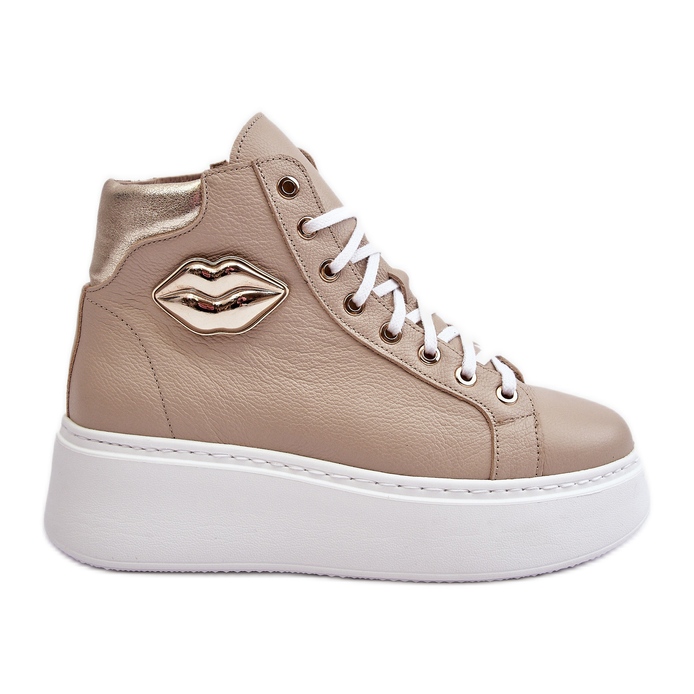 Zapatillas Mujer Cremallera Alta Lemar Beige Katerin