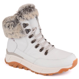 Botines de mujer impermeables de piel con aislamiento de lana, blanco Rieker W0063-80