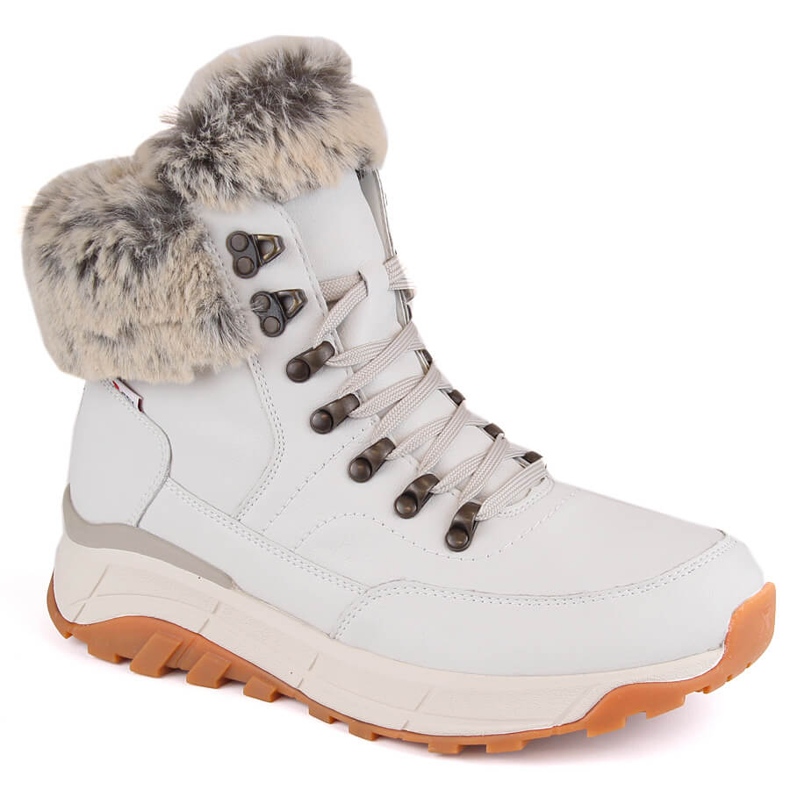 Botines de mujer impermeables de piel con aislamiento de lana, blanco Rieker W0063-80