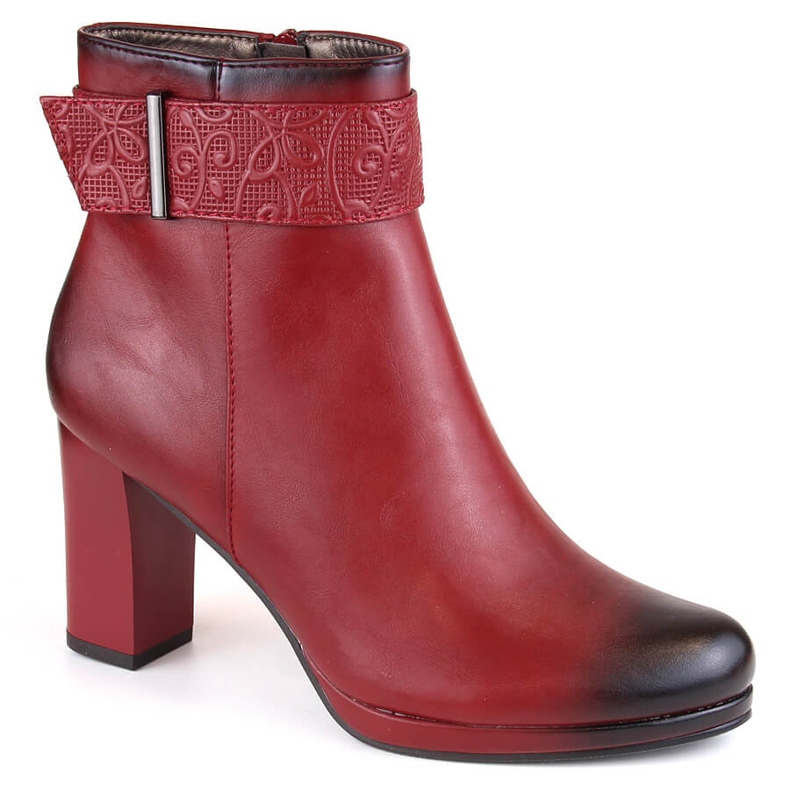 M. DASZYŃSKI Botines rojos aislantes de mujer con tacón alto y plataforma M.Daszyński AF125-19