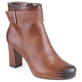 M. DASZYŃSKI Botas de mujer con tacón alto y plataforma, con aislamiento marrón, M.Daszyński AF125-19