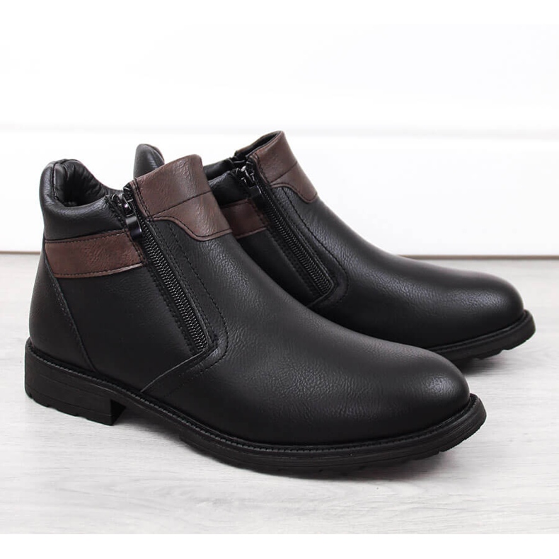 Botas de hombre con cremalleras negras aisladas, estilo hombre WS-001 negro Botas de hombre con cremalleras negras aisladas, estilo hombre WS-001 negro