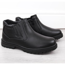 Atletico Botas de hombre, botas Chelsea con aislamiento, negras Man's Style WS-006 negro