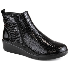 Botines de mujer de charol negro con cuña en la entrepierna, T.Sokolski Z23-333