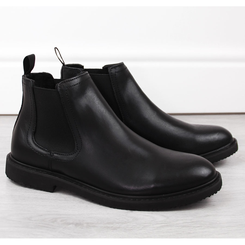 Botines de hombre de piel, aislantes, negros T.Sokolski Z23-314