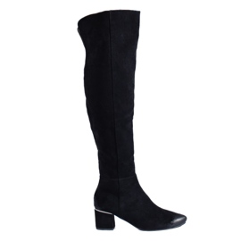 Botas de ante negras de tacón bajo de Vinceza negro