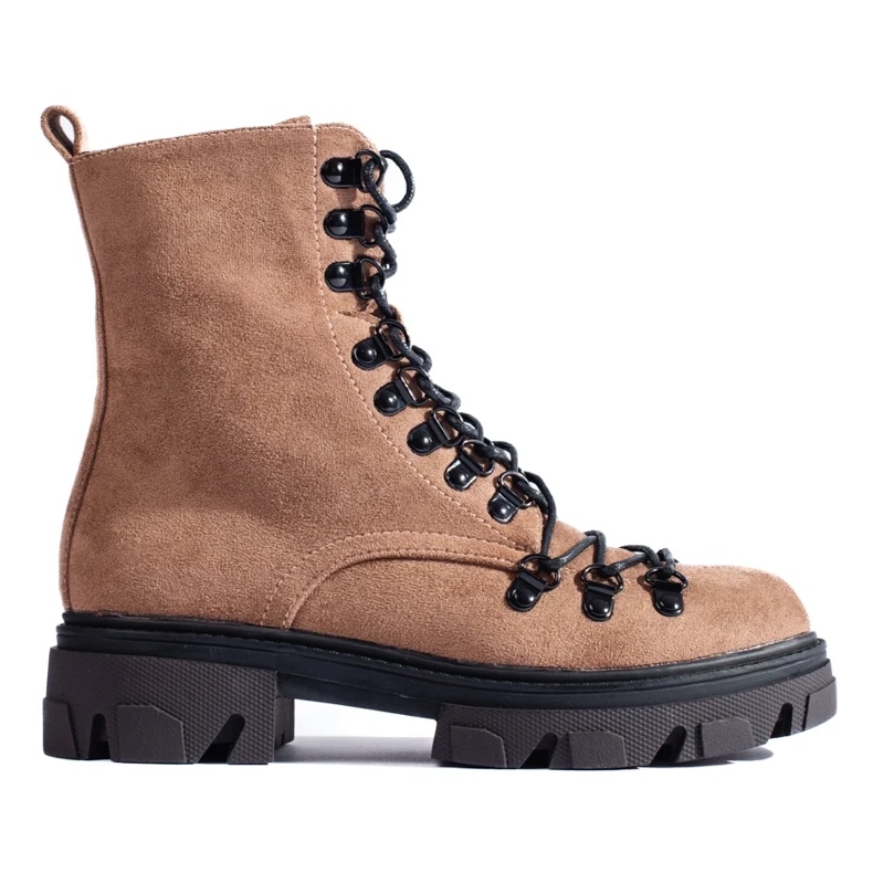 Botas de trabajo marrones con cordones de ante de Vinceza beige