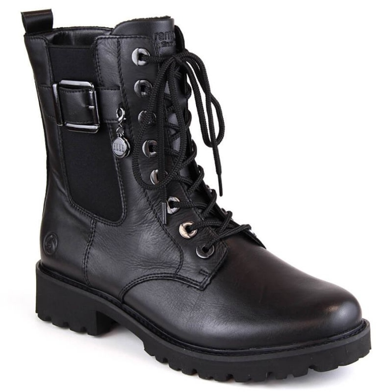 Rieker Botas cómodas de piel con aislamiento Remonte W RKR618 negro