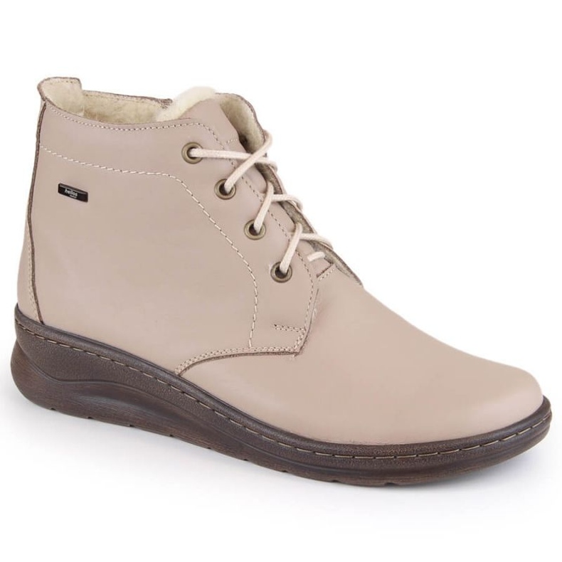 Cómodas botas de cuña de invierno de piel Helios W H584B, beige
