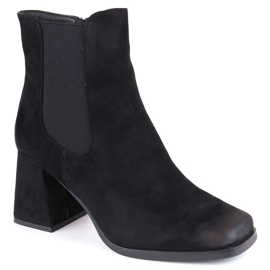 Botines de ante con tacón decorativo Potocki W WOL193A, negro