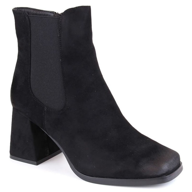 Botines de ante con tacón decorativo Potocki W WOL193A, negro
