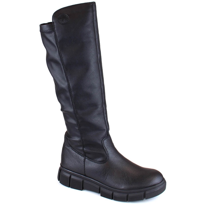 Cómodas botas de mujer de piel negra con aislamiento de Rieker negro
