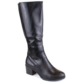 M. DASZYŃSKI Botas de mujer de tacón alto con bandas elásticas, aislantes negras M.Daszyński SA128-36 negro