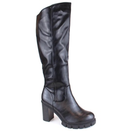 M. DASZYŃSKI Botas de mujer con plataforma y tacón alto, aislantes, negro, M.Daszyński SA218-4