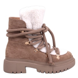 Botas de nieve de piel de oveja Shea Khaki marrón