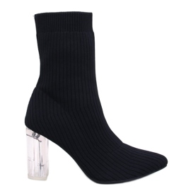 Destani Botas calcetín negras con tacón transparente negro